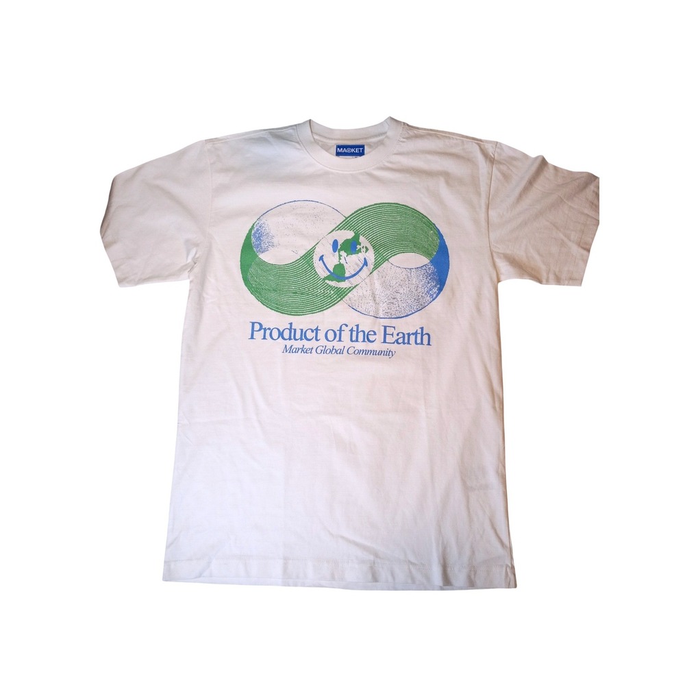 Market Smiley Product of the Earth T-shirt White Mens Size Medium Graphic Tee